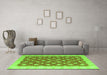 Machine Washable Oriental Green Modern Area Rugs in a Living Room,, wshabs4190grn