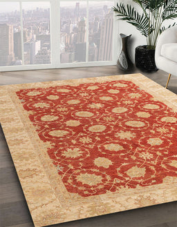 Machine Washable Abstract Orange Red Rug in a Family Room, wshabs4190