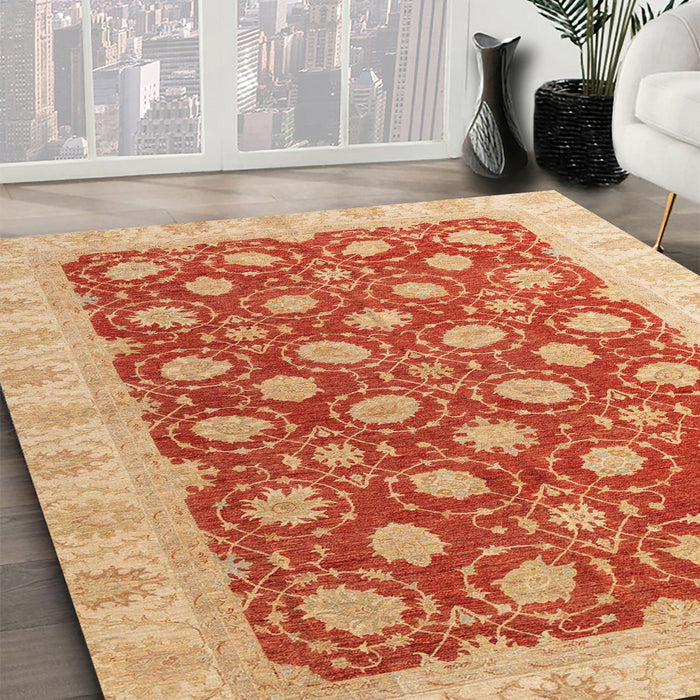 Machine Washable Abstract Orange Red Rug in a Family Room, wshabs4190