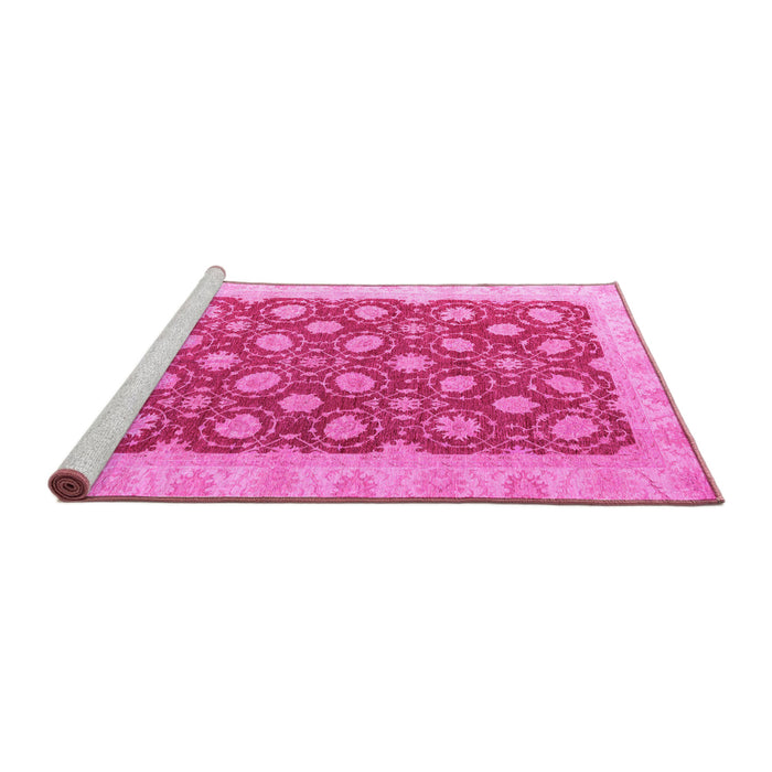 Sideview of Machine Washable Oriental Pink Modern Rug, wshabs4190pnk