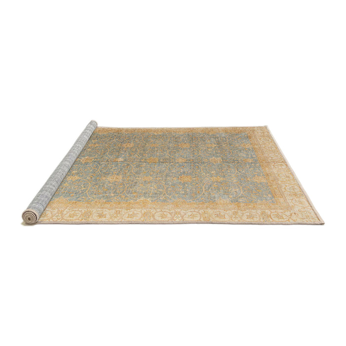 Sideview of Machine Washable Abstract Yellow Rug, wshabs4191