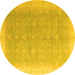 Round Oriental Yellow Modern Rug, abs4191yw