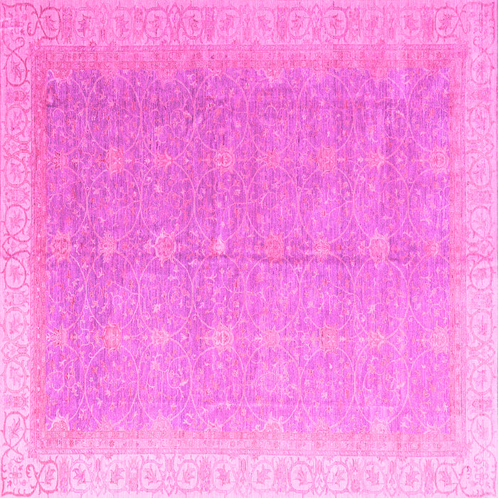 Square Machine Washable Oriental Pink Modern Rug, wshabs4191pnk