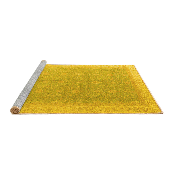 Sideview of Machine Washable Oriental Yellow Modern Rug, wshabs4191yw