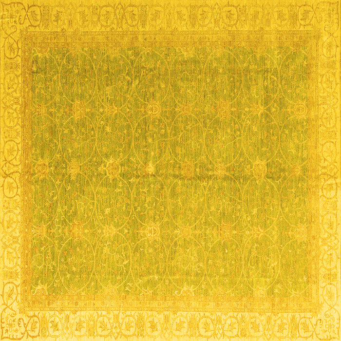 Square Machine Washable Oriental Yellow Modern Rug, wshabs4191yw