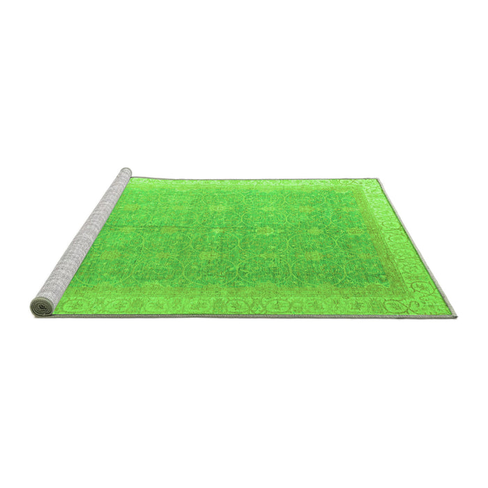 Sideview of Machine Washable Oriental Green Modern Area Rugs, wshabs4191grn