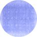 Round Machine Washable Oriental Blue Modern Rug, wshabs4191blu