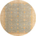 Round Machine Washable Abstract Yellow Rug, wshabs4191