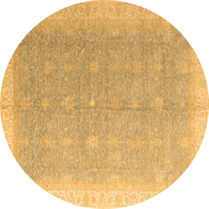 Round Machine Washable Oriental Brown Modern Rug, wshabs4191brn