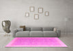 Machine Washable Oriental Pink Modern Rug in a Living Room, wshabs4191pnk