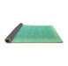 Sideview of Oriental Turquoise Modern Rug, abs4191turq