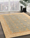 Abstract Yellow Oriental Rug in Family Room, abs4191