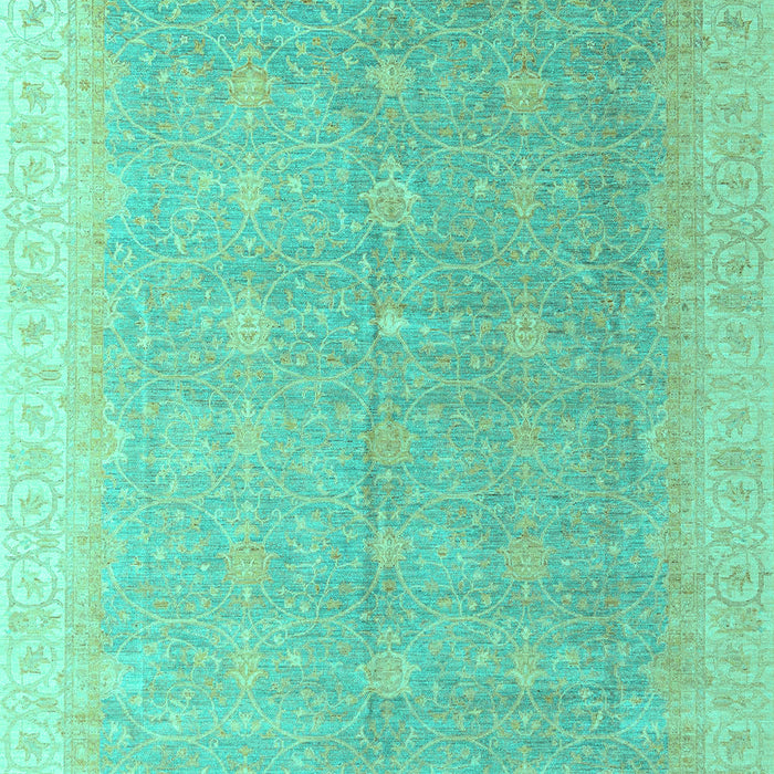 Machine Washable Oriental Turquoise Modern Area Rugs, wshabs4191turq
