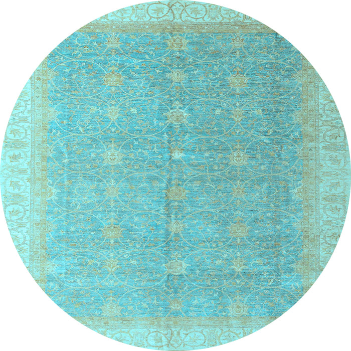Round Oriental Light Blue Modern Rug, abs4191lblu