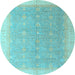 Round Oriental Light Blue Modern Rug, abs4191lblu