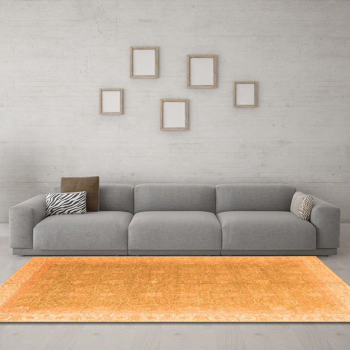 Machine Washable Oriental Orange Modern Area Rugs in a Living Room, wshabs4191org
