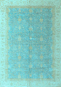 Oriental Light Blue Modern Rug, abs4191lblu