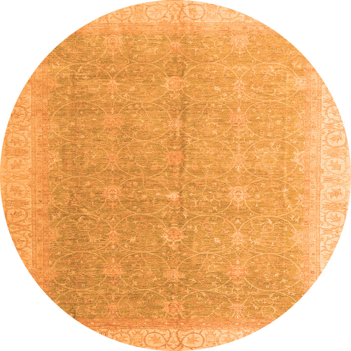 Round Machine Washable Oriental Orange Modern Area Rugs, wshabs4191org