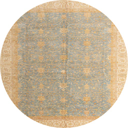 Round Abstract Yellow Oriental Rug, abs4191