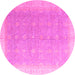 Round Oriental Pink Modern Rug, abs4191pnk