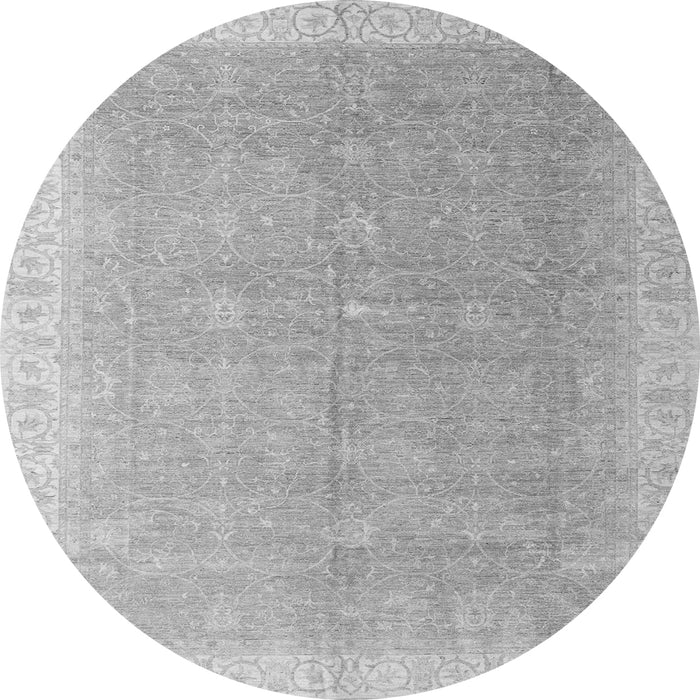 Round Machine Washable Oriental Gray Modern Rug, wshabs4191gry