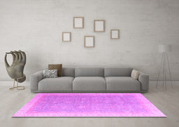 Machine Washable Oriental Purple Modern Area Rugs in a Living Room, wshabs4191pur
