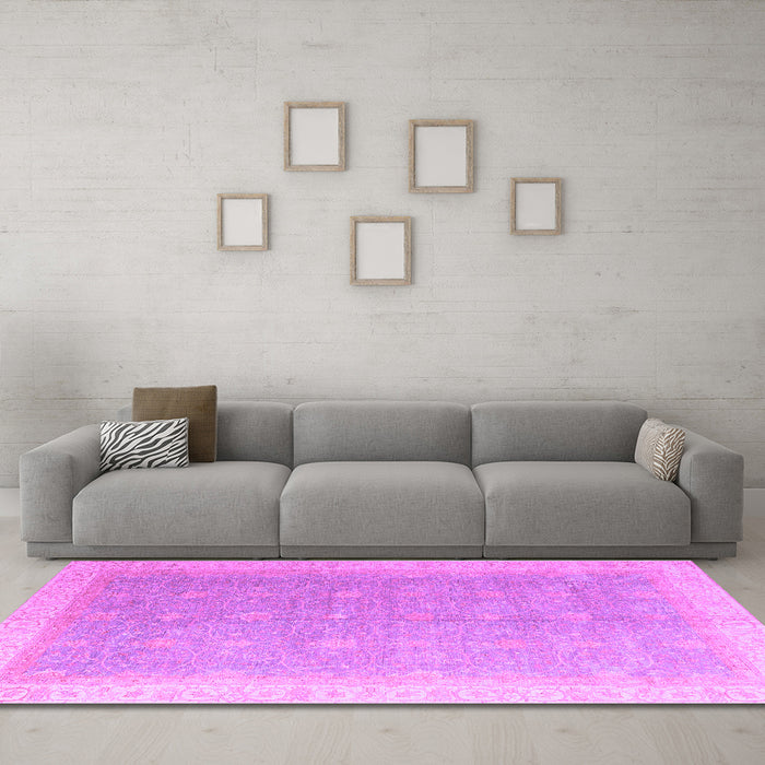 Machine Washable Oriental Purple Modern Area Rugs in a Living Room, wshabs4191pur