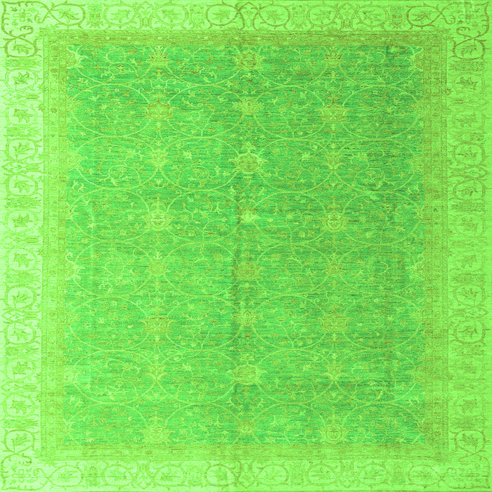 Square Machine Washable Oriental Green Modern Area Rugs, wshabs4191grn