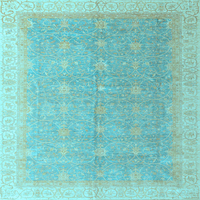 Square Machine Washable Oriental Light Blue Modern Rug, wshabs4191lblu