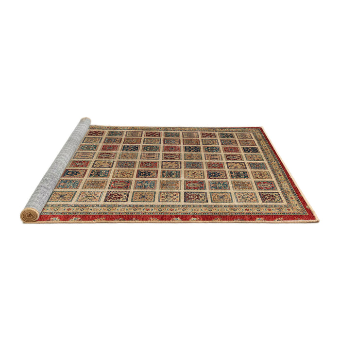 Sideview of Machine Washable Abstract Brown Red Rug, wshabs4192