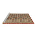 Sideview of Machine Washable Abstract Brown Red Rug, wshabs4192