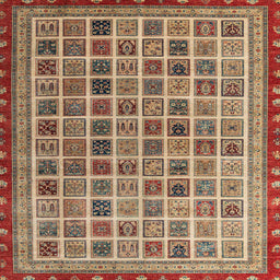 Square Machine Washable Abstract Brown Red Rug, wshabs4192