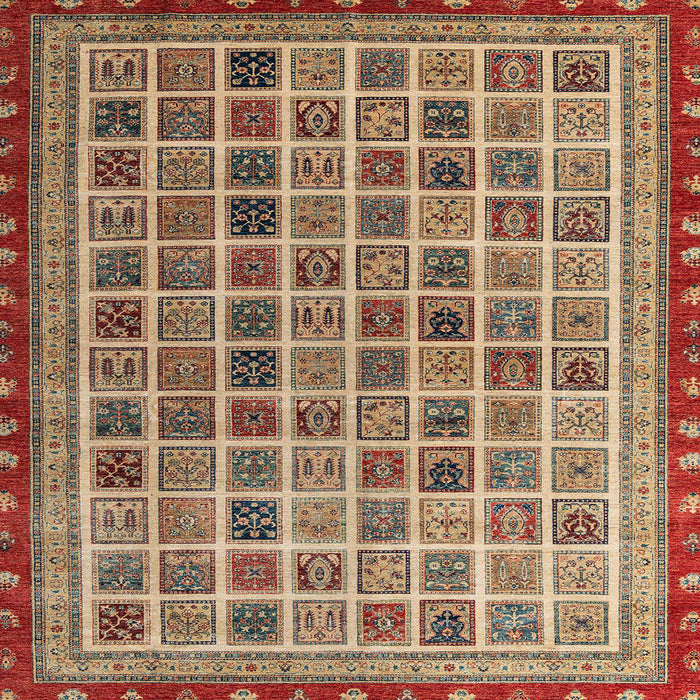 Square Machine Washable Abstract Brown Red Rug, wshabs4192