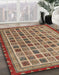 Abstract Brown Red Oriental Rug in Family Room, abs4192