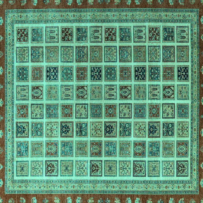 Square Oriental Turquoise Modern Rug, abs4192turq