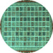 Round Oriental Turquoise Modern Rug, abs4192turq