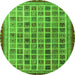 Round Machine Washable Oriental Green Modern Area Rugs, wshabs4192grn