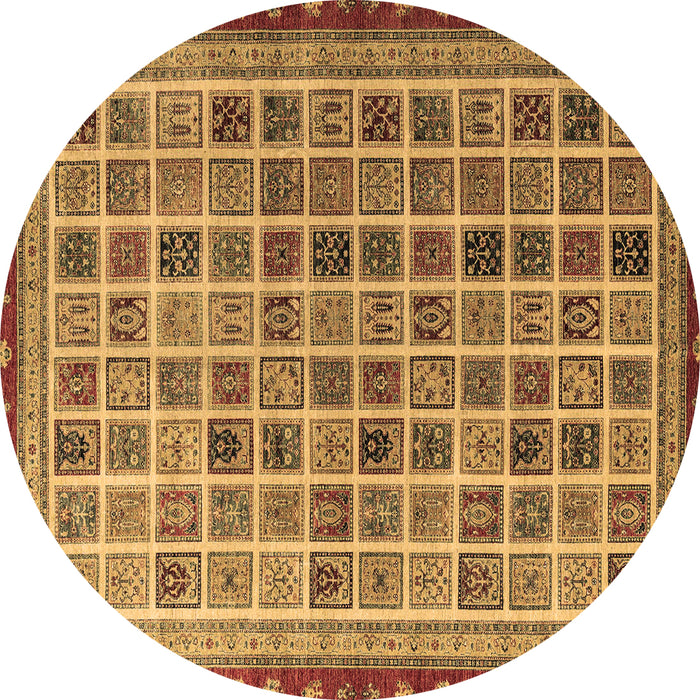 Round Machine Washable Oriental Brown Modern Rug, wshabs4192brn