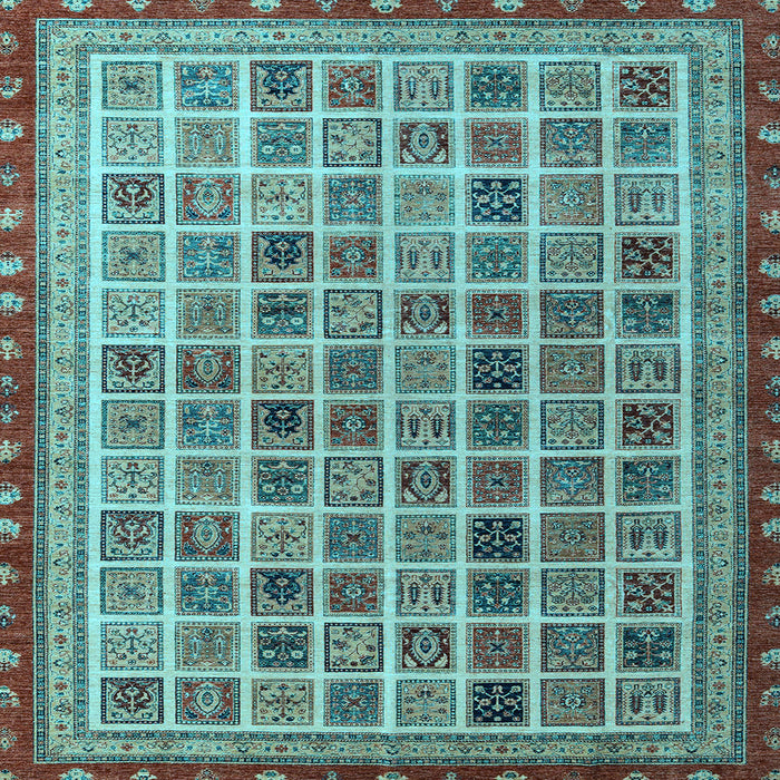 Square Machine Washable Oriental Light Blue Modern Rug, wshabs4192lblu