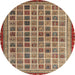 Round Machine Washable Abstract Brown Red Rug, wshabs4192