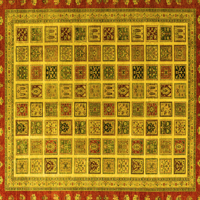 Square Machine Washable Oriental Yellow Modern Rug, wshabs4192yw