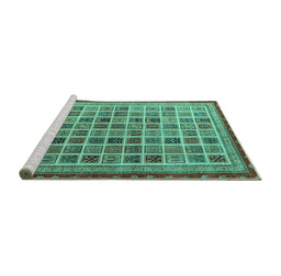 Sideview of Machine Washable Oriental Turquoise Modern Area Rugs, wshabs4192turq