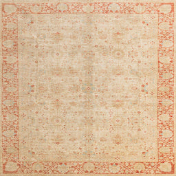 Square Abstract Brown Gold Oriental Rug, abs4193