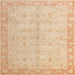 Square Abstract Brown Gold Oriental Rug, abs4193