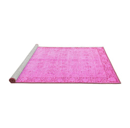 Sideview of Machine Washable Oriental Pink Modern Rug, wshabs4193pnk