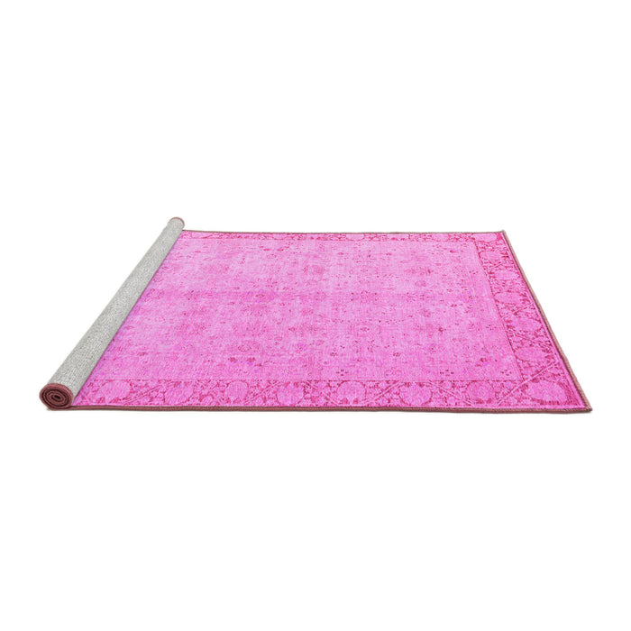 Sideview of Machine Washable Oriental Pink Modern Rug, wshabs4193pnk