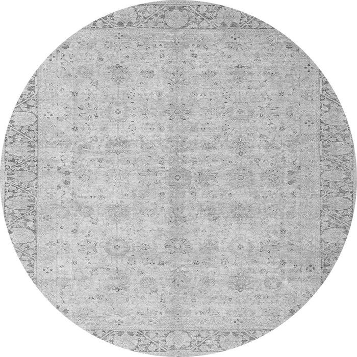 Round Machine Washable Oriental Gray Modern Rug, wshabs4193gry