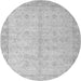 Round Machine Washable Oriental Gray Modern Rug, wshabs4193gry