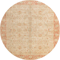 Round Machine Washable Abstract Brown Gold Rug, wshabs4193