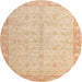Round Machine Washable Abstract Brown Gold Rug, wshabs4193